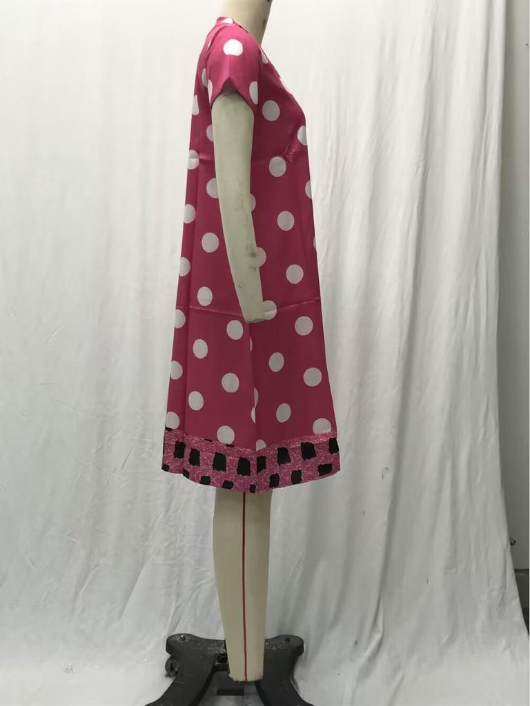 2025 Spring/Summer Polka Dot V-Neck Midi Dress - European & American Women's Fashion