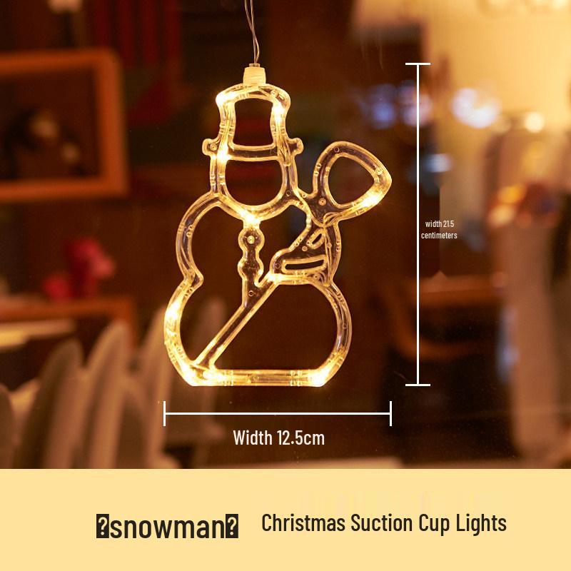 LED Christmas Decorative Lights: Snowman, Tree, Bells, Star, Window Suction Cup Holiday Set
