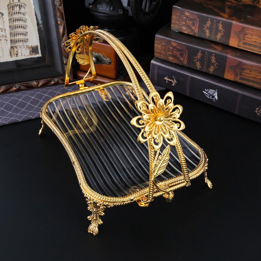 Zlatý evropský přenosný ovocný talíř ovocný koš high-end hotelová dekorace ozdoba domácí dekorace