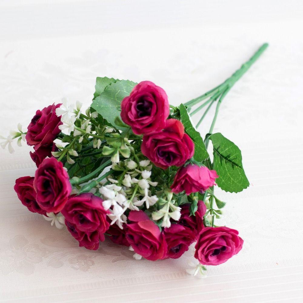 15 Head Real Happy Flower Mini 6 Colors Valentine's Day Flowers Photography Photo Gift Rose Flowers Decorative Home Decorative