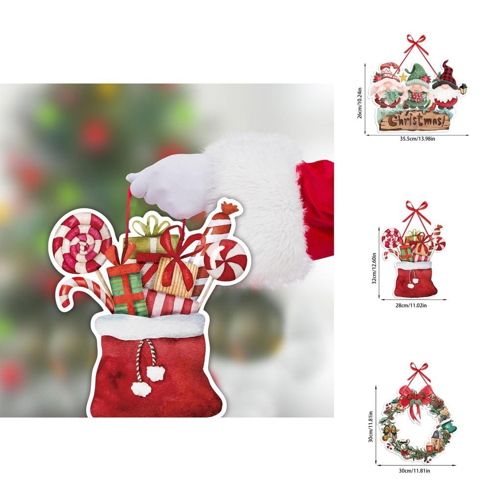 Christmas Party Paper Door Hanging Decor With Festive Flower Wreaths For Holiday Scene Setting