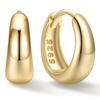 [ChicSilver] Women's Gold Drop Hoop Earrings, Teardrop Design, Suitable for Continuous Wear, Hypoallergenic, Small Size, 10mm Inner Diameter