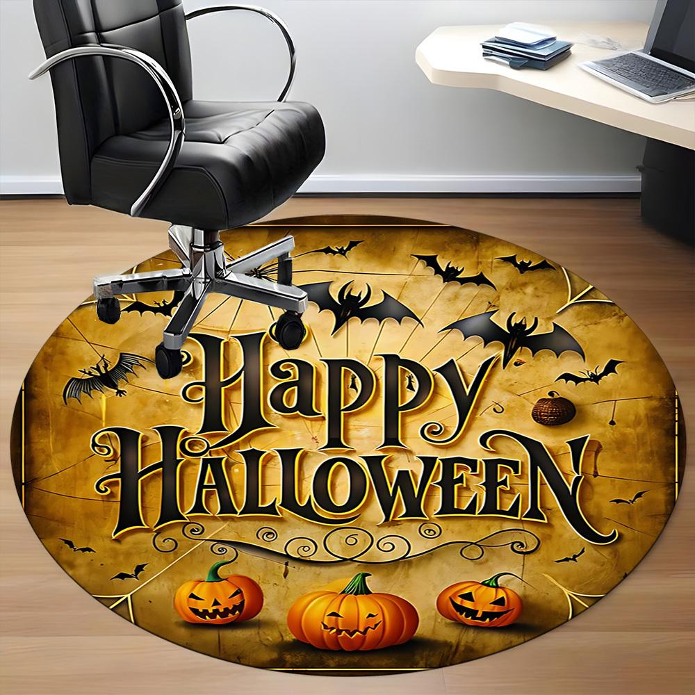 1pc Halloween Pumpkins Office Round Area Rug, Under Office Chairs Bedroom Living Room Home Decor, Room Deco