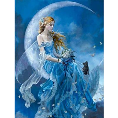 Pintura de diamante 5D Diy, bordado de hada y Luna, punto de cruz, decoración del hogar, regalo hecho a mano