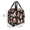 New Year Cute French Bulldog Insulated Lunch Bag Cooler Bag Merry Christmas Portable Tote Lunch Box Bento Pouch College Outdoor