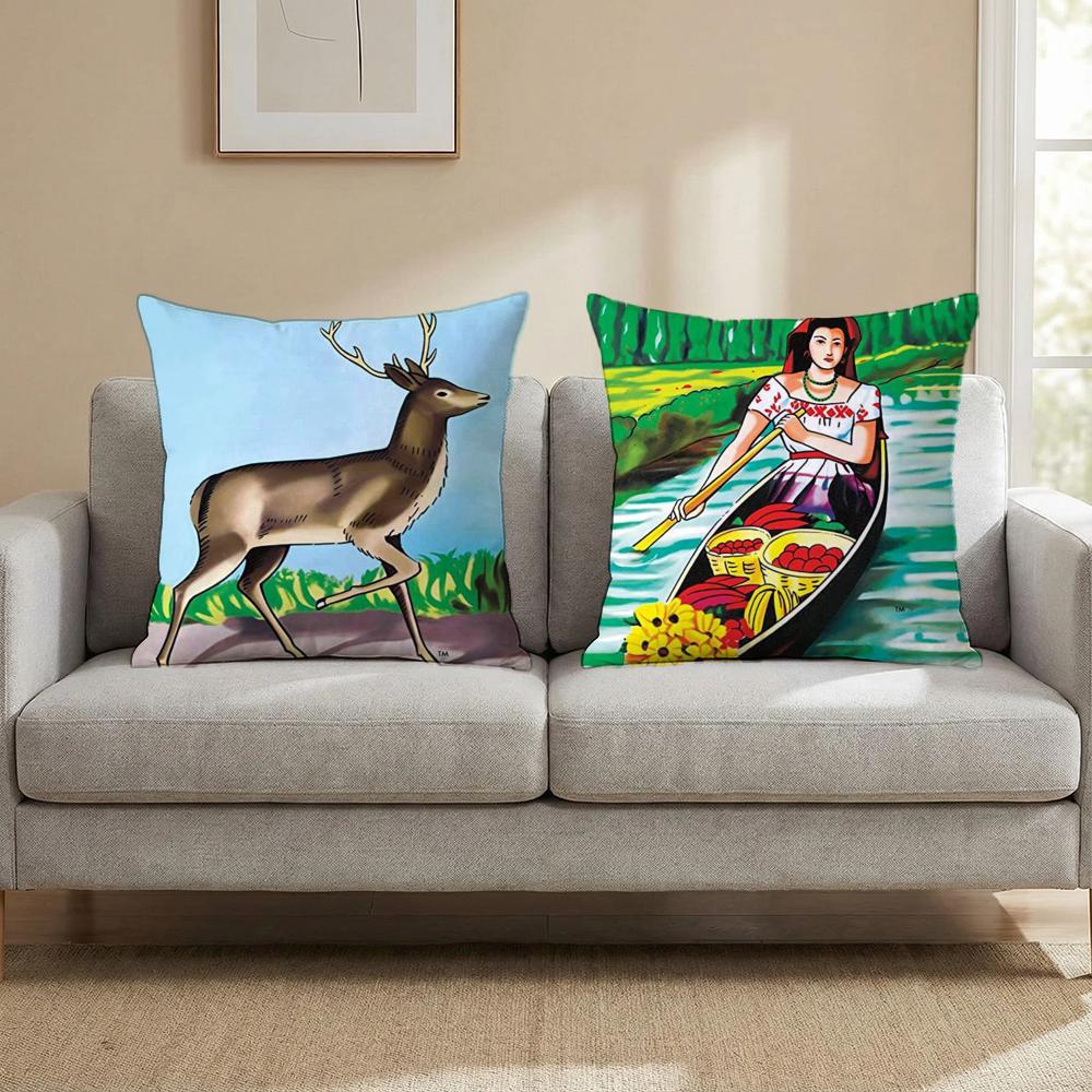 Mexican B-Bingo Lottery Cushion Cover Multi-Scene Pillow Cover for Home & Car - Reversible, Soft & Durable for Daily Use