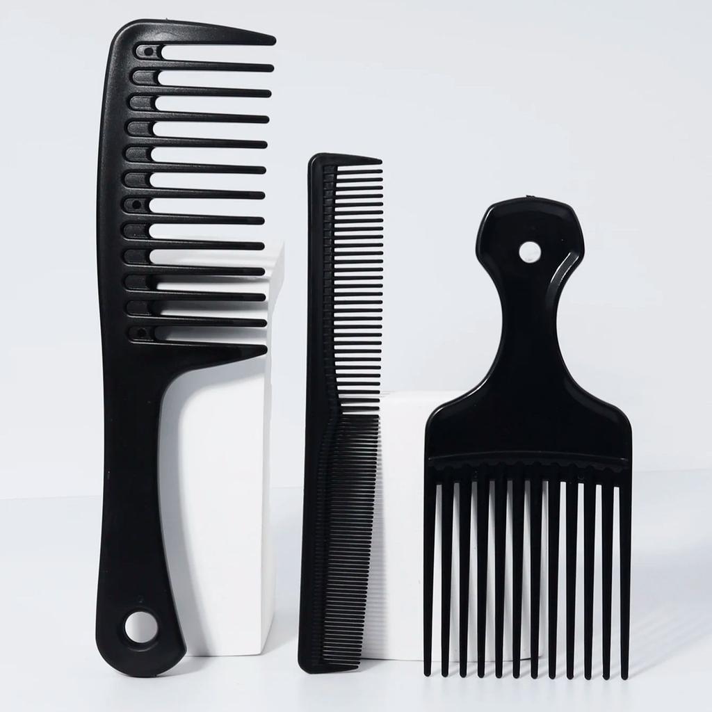 3 Stück Kamm mit breiten Zinken, Pick und Einsteckkamm-Set, Taschenfeinzahnkamm, Multifunktionales Kamm-Set, Speziell für Echthaarperücken