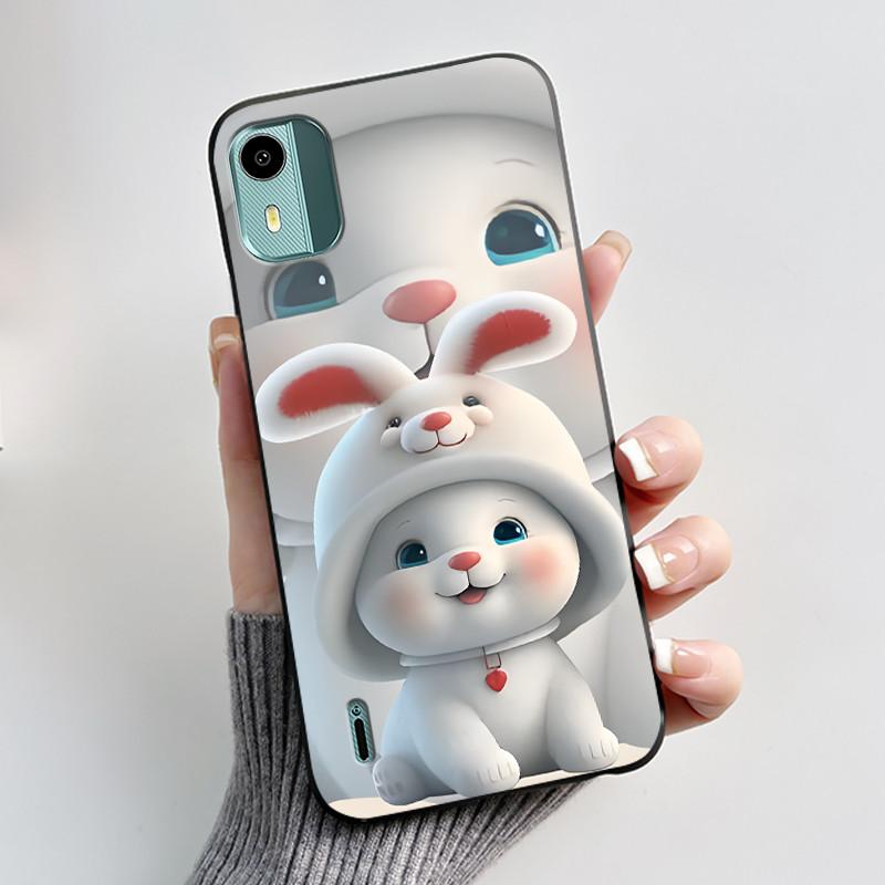 Soft TPU Case For Nokia C12 Cute Love Rabbit Funny Shockproof Silicone Phone Case For Nokia C12 Plus Pro Back Cover C 12 Fundas