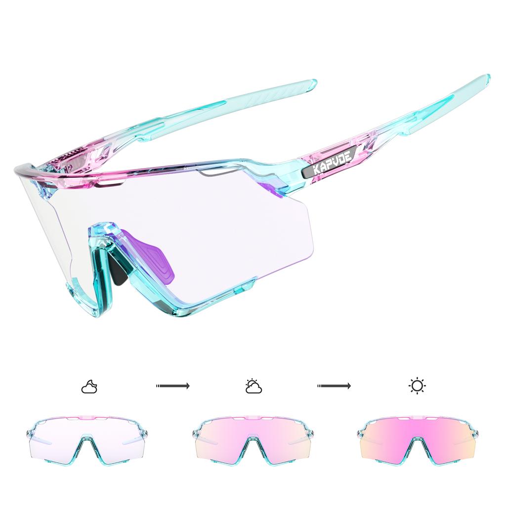 Kapvoe Photochromic Hiking Eyewear Cycling Glasses Sunglasses for Men Silver Lens Multi Color Women Bike Outdoor Riding Running