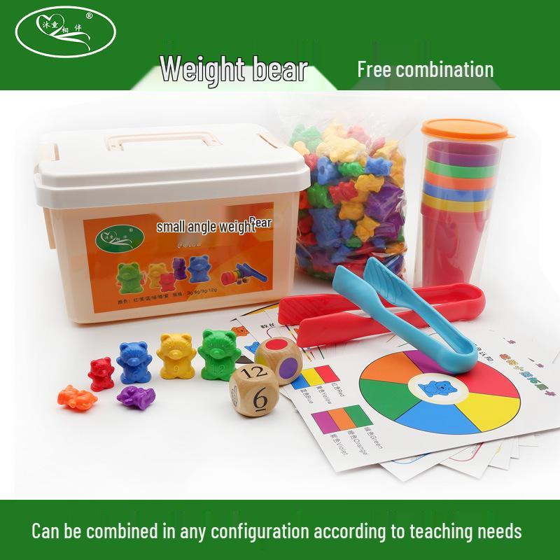 Montessori Rainbow Bear Toy - Early Education Counting, Size & Color Recognition Aid