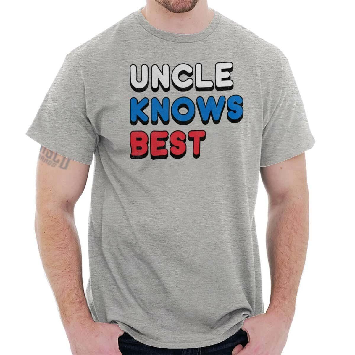 Uncle Knows Best Fun Funcle Birthday Gift Mens Casual Crewneck T Shirts Tees XS