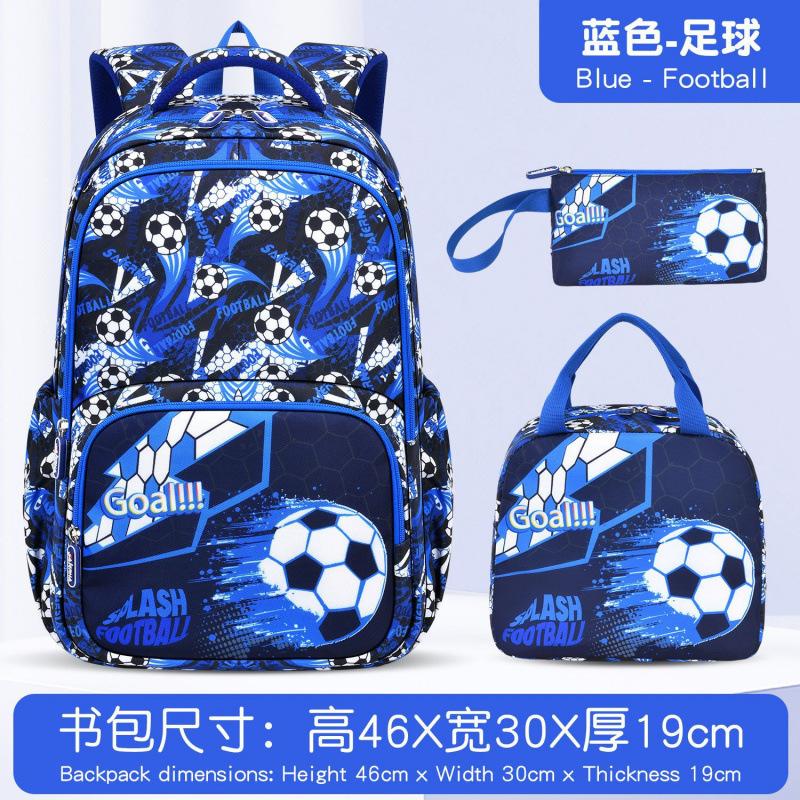 Pu Football Three-Piece School Bag Primary School Male Large Capacity Lightweight Game Console Backpack