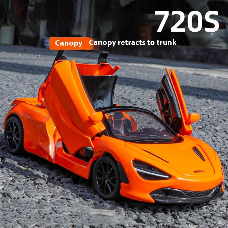 Boxed 1/32 Alloy Die-cast McLaren 720S Car Model, Children's Toy Car with Sound and Light, Desktop Decoration Ornaments for Boys Gifts