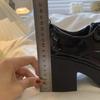 Thick High-heeled Small Leather Shoes for Women's Autumn New Round Head Platform College Style Lace-up Single Shoes for Women