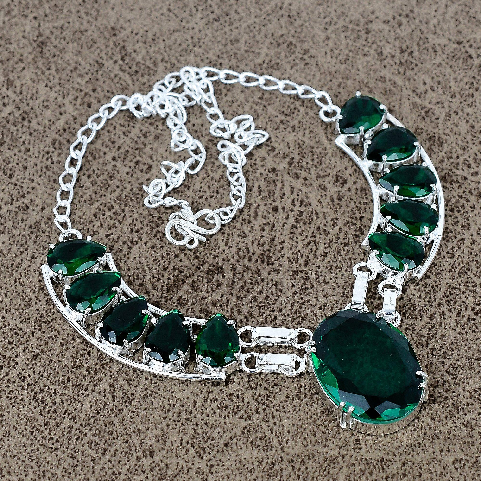 

Chrome Diopside Gemstone Handmade 925 Sterling Silver Jewelry Necklace 18 KKG-425