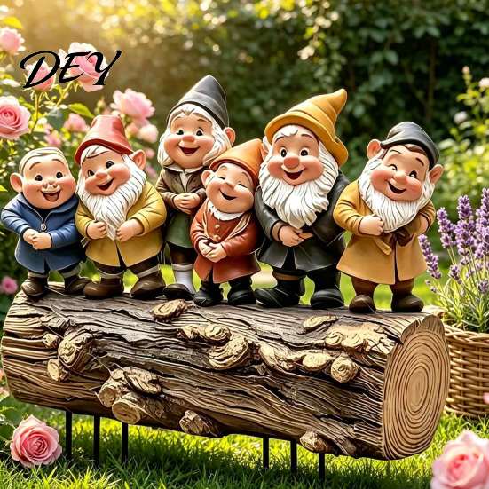 Metal Ground Stakes Six Dwarfs Garden Stake, 2D Acrylic Yard Art Fairy Tale Decoration for Holidays Decoration, Waterproof Outdoor Sign Lawn