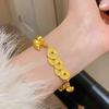 Gold-Plated Five Emperor Coins & Gourd Bracelet: Brings Wealth & Good Fortune