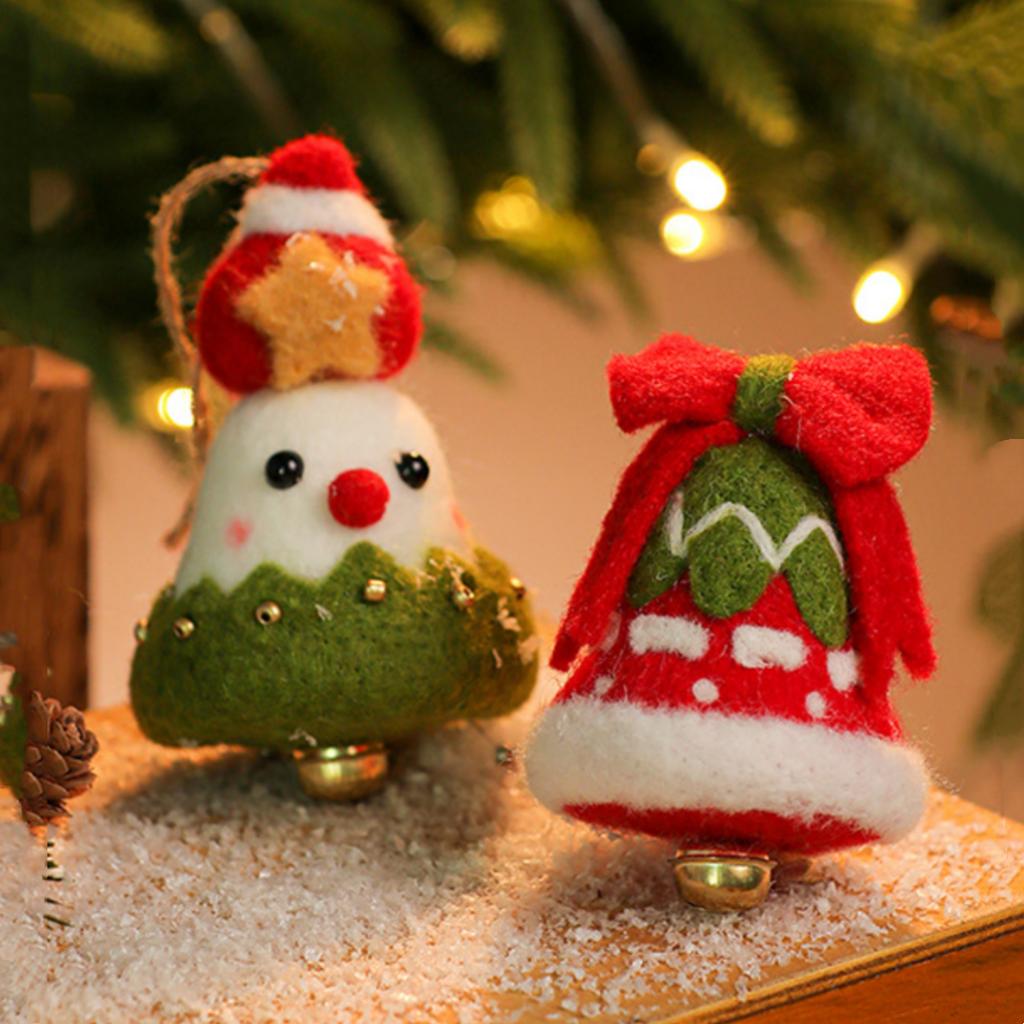 New Christmas Decoration Wool Felting Plush Christmas Bell Santa Claus Snowman Jingle Bell Christmas Tree Hanging Pendant