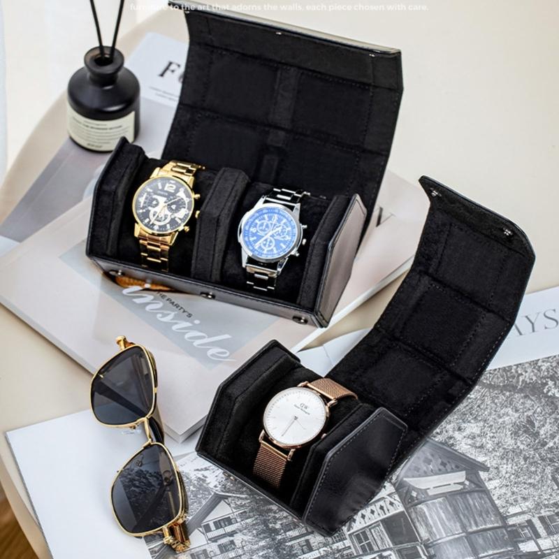 Elegant PU Leather Hexagon Watch Box Compact Design For Safe Jewelry