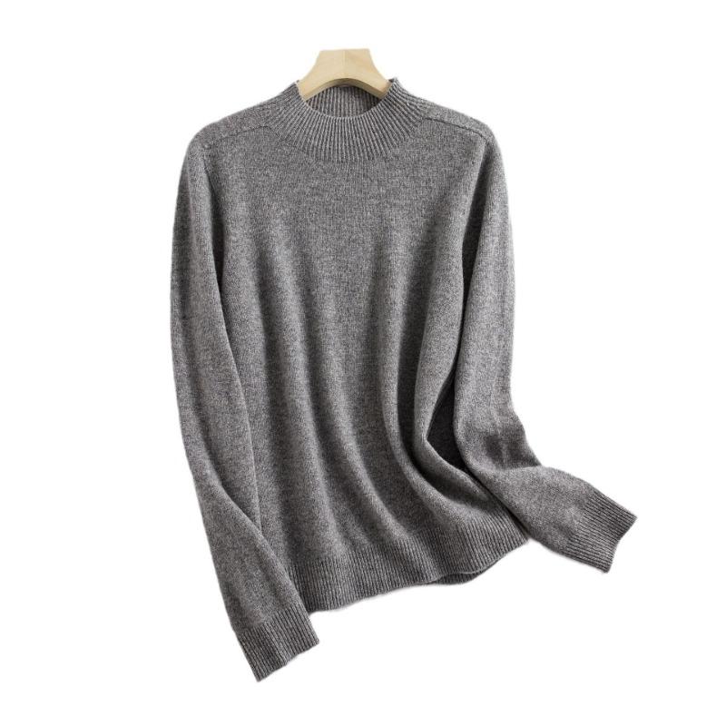 Semi-turtleneck Wool Sweater Women's 0 Solid Color Bottoming Sweater Sweater New Loose Inner Seamless Knitted Top