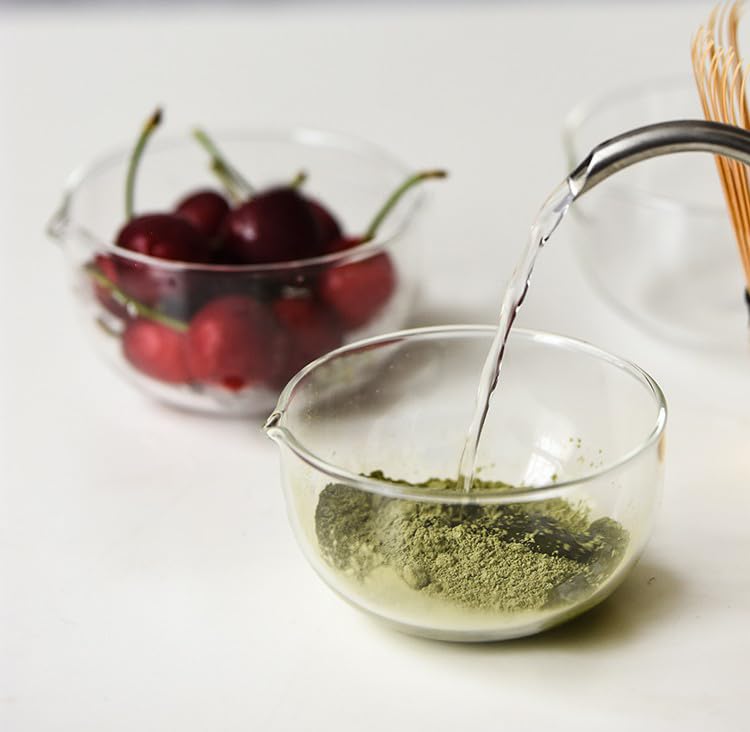 Clear glass matcha approximately wide x perfect for tea ceremony practice heat-resistant bowl, 11.5cm 6.2cm high, (matcha bowl)