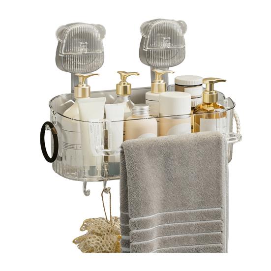 Badrumsförvaringshylla med sugkopp utan borrning Stor kapacitet Stark bärförmåga Organizer med sugkoppar och dräneringshål Avtagbar duschkorg