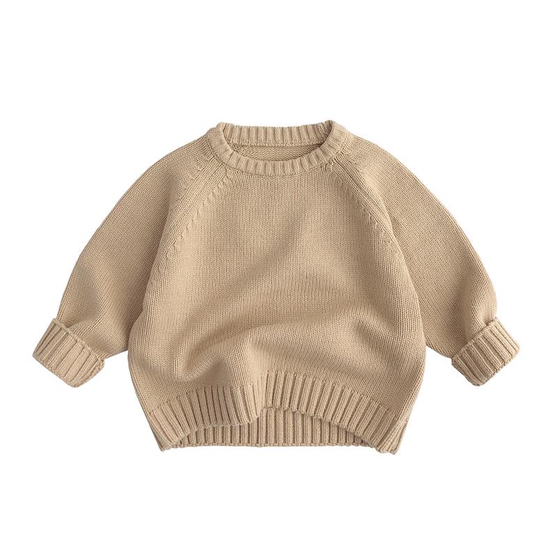 Kids' Spring & Autumn Retro Knit Sweater — Korean Style Raglan Sleeve Pullover for Boys & Girls, 100% Cotton.