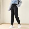 Women's Elastic Waist Joggers Loose Fit Harem Pants Winter Thick Fleece Lined Casual Sweatpants With Side Pockets