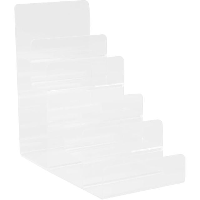 Cabilock Purse Stands for Display, 6-Tier Acrylic Clear Display Risers 7.8  Purse Perfume Organizer Stand Holder, Clear Tiered Multi Slot Vendor 5 Tier