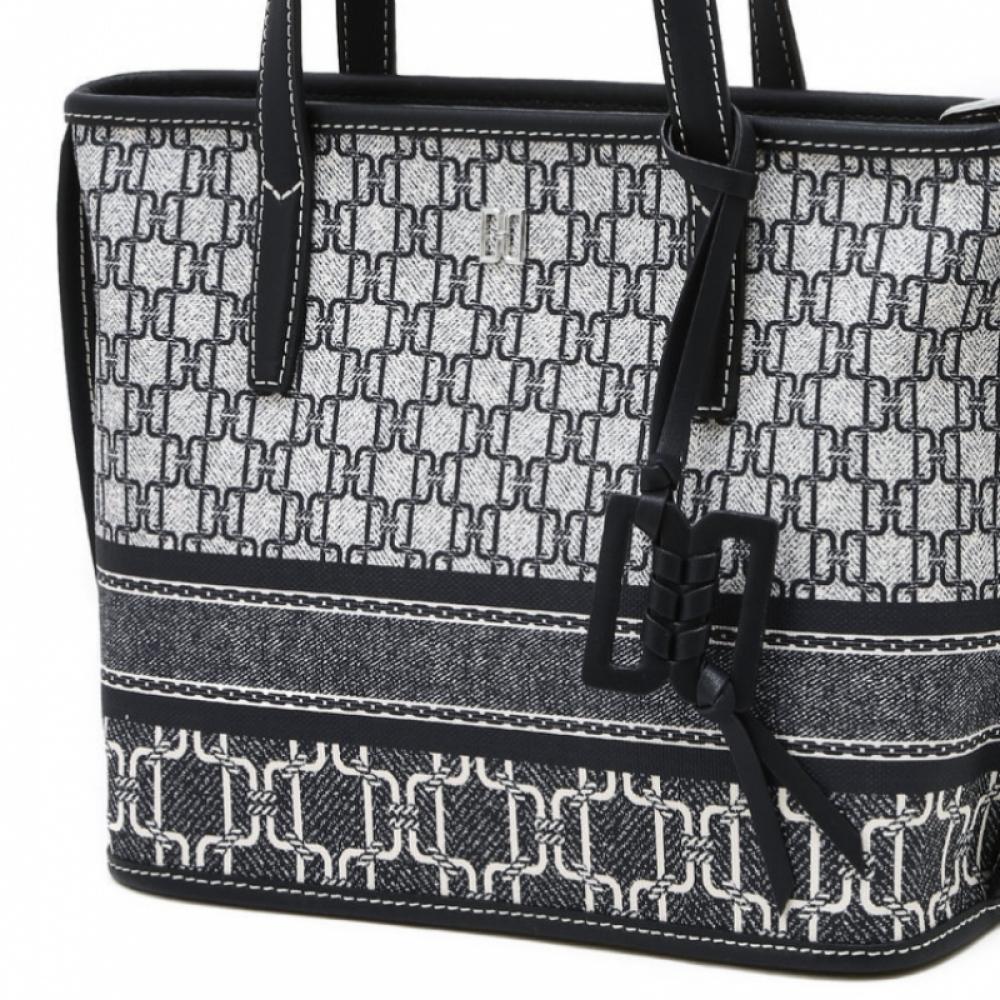 Daks Navy Dd Logo Leather Tote Bag Dcba6e801n2