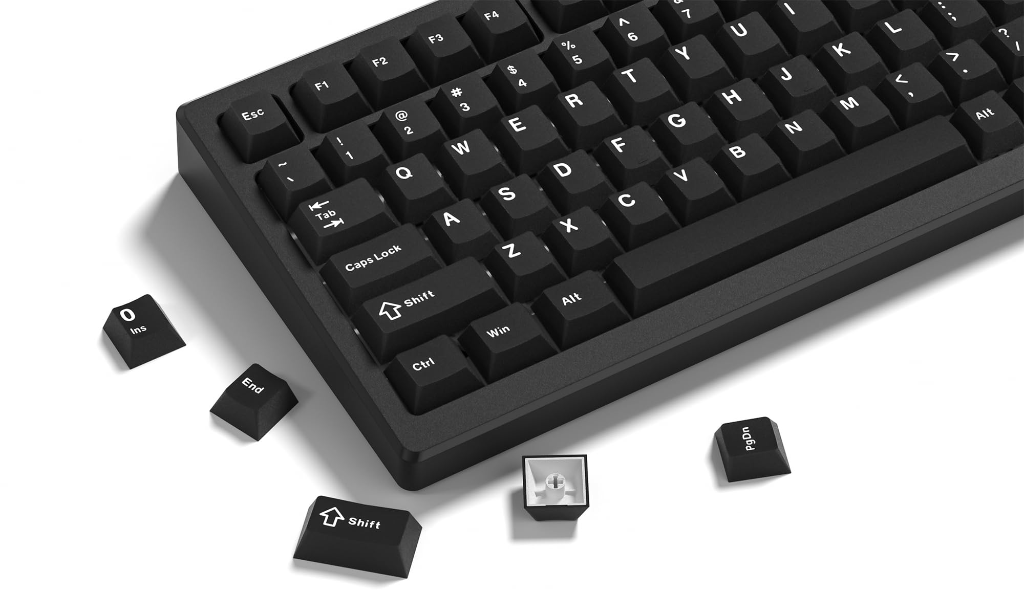 

122-Key Double-Shot PBT Optic Keycaps with Cherry Profile for Mechanical Keyboards (Black)