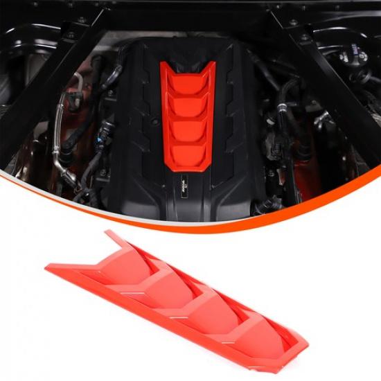 ABS Sports Red Engine Hood Panel Trim Cover For Corvette C8 -2025