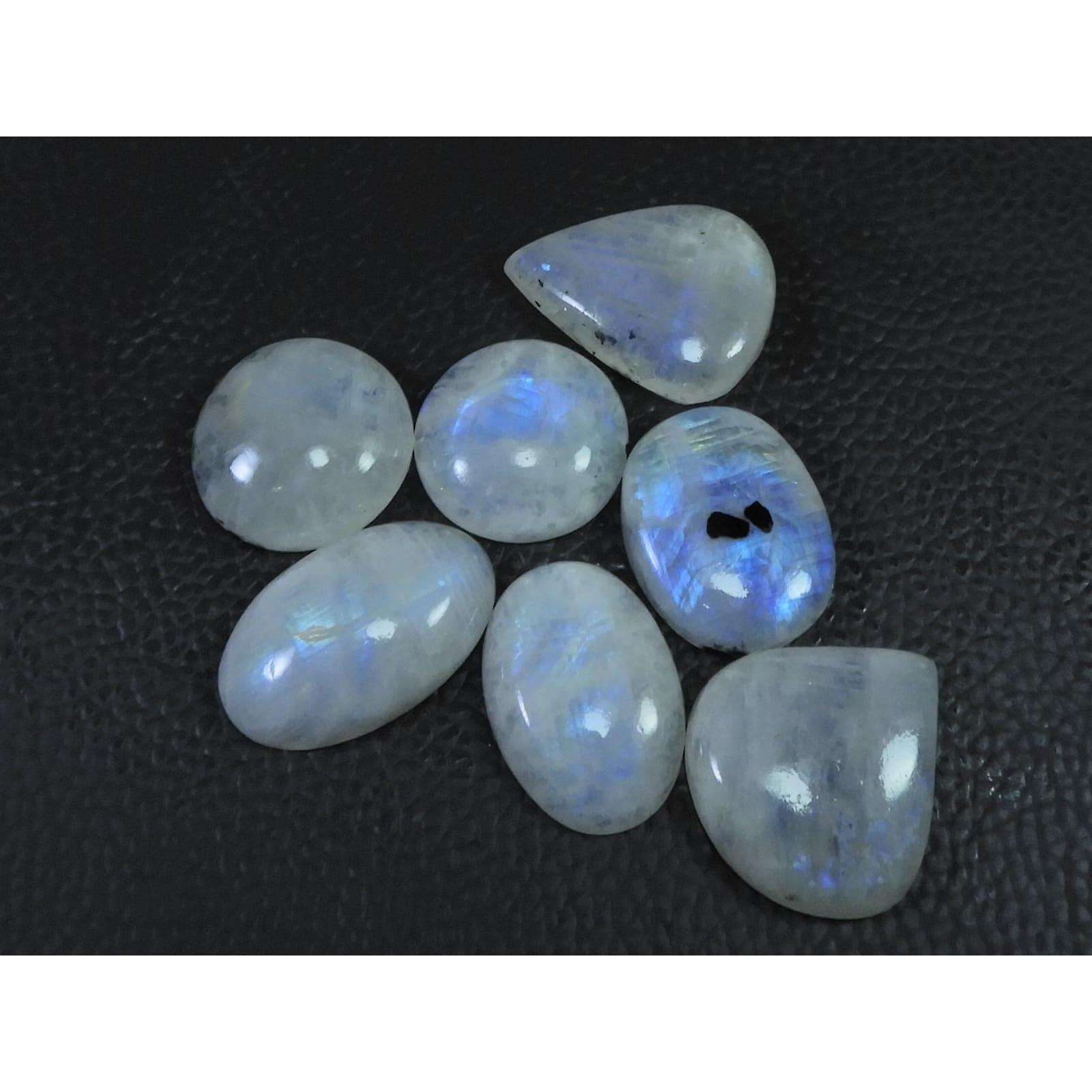 170Cts. Natural Rainbow Moonstone Mix Cabochon Loose Gemstone 07 Pcs Lot C-1653