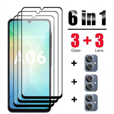 6 In 1 [3+3] Tempered Glass Film For Samsung Galaxy A06 Glass A16 5G Full Cover Screen Protector + Lens Camera Film