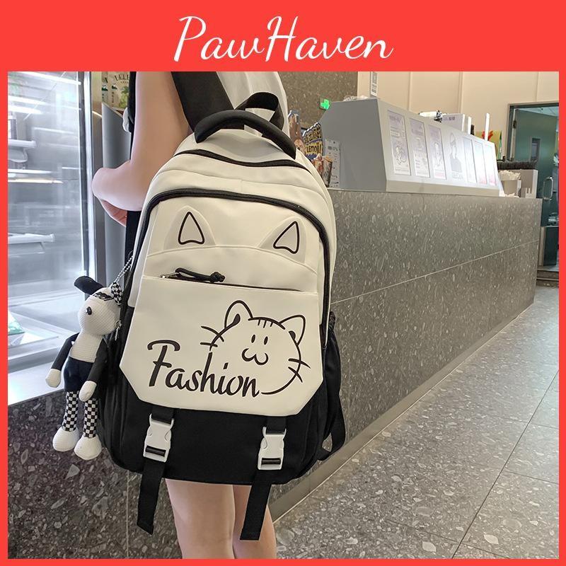 Backpack Printed Cat Large Capacity Breathable Outdoor Leisure Schoolbag Travel