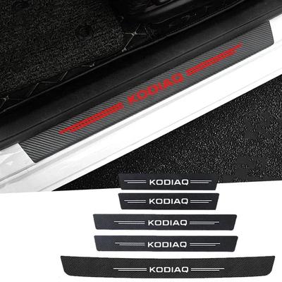 Car Door Trunk Carbon Fiber Sill Threshold Stickers for Skoda KODIAQ Bumper Pedal Guards Protective Film Decals Decor