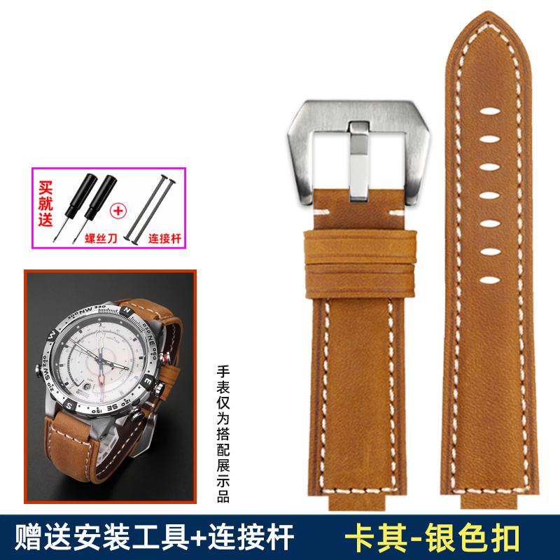 Genuine Leather Watch Strap 24*16mm For Timex Tide T2n739 T2n720 T2n721 T45601 T2p141 Series Watchband Men's Watch Accessories