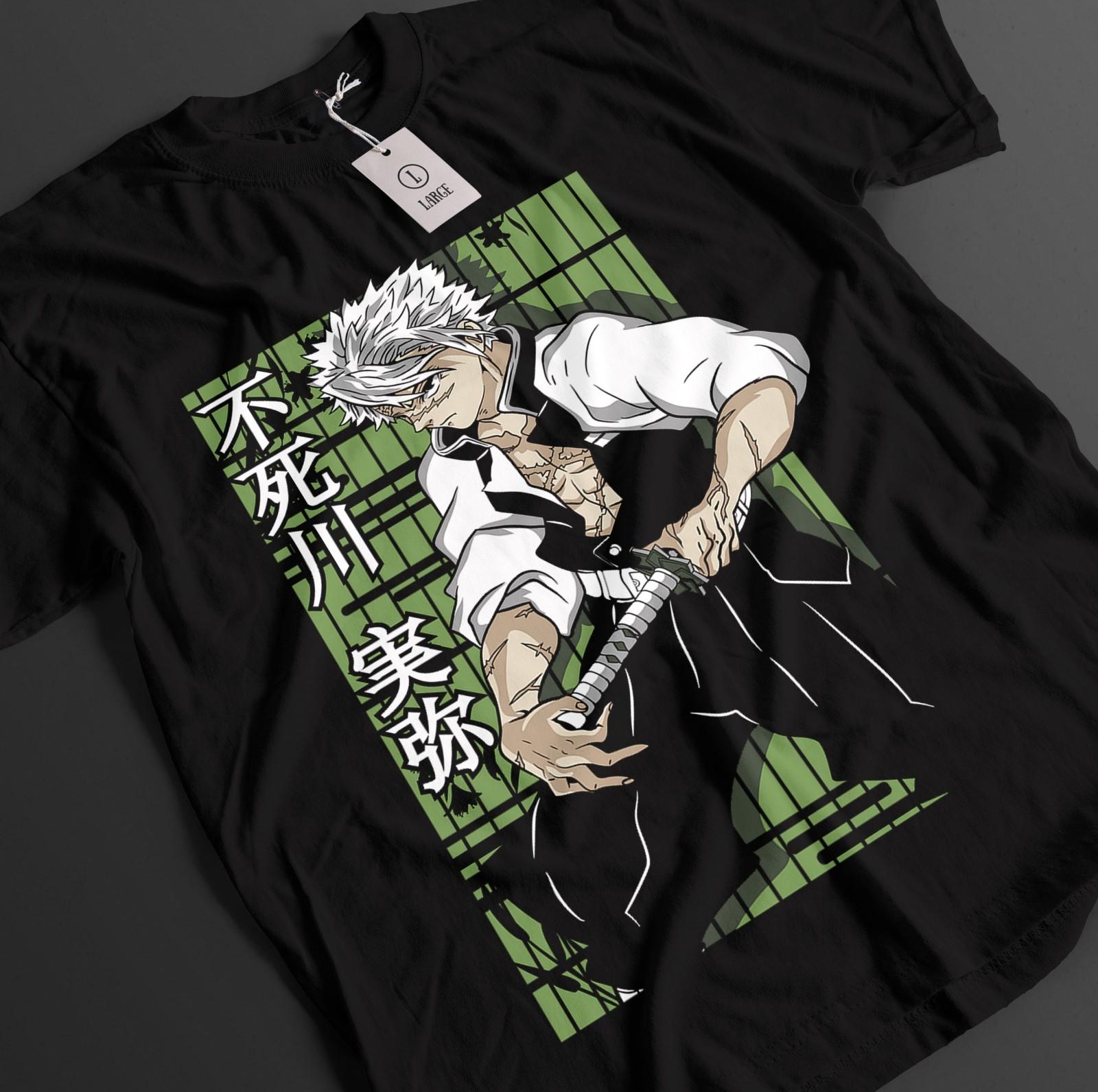 Demon Slayer Shirt Sanemi Shinazugawa T-Shirt Mens Womens Tees Top Tanjiro KNY Anime Akaza Muzan Tee M