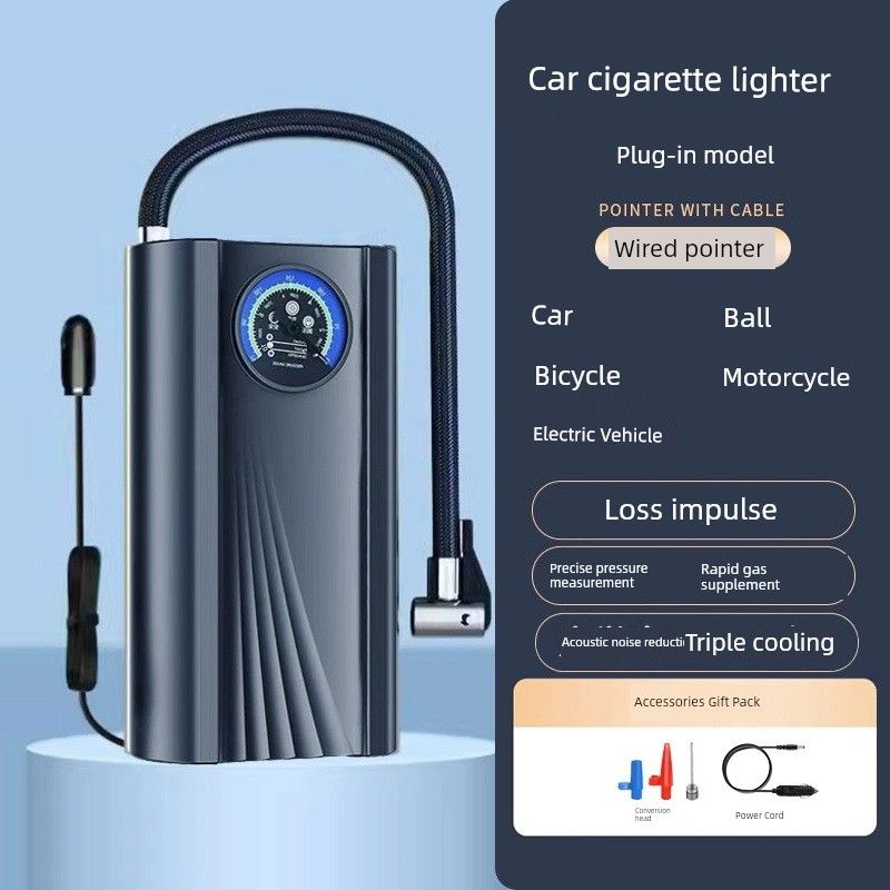 Vehicle Air Pump Car Air Pump with Tire Pressure Measurement Tire Pump Car Portable Car Tire Filling Car Air Pump Black