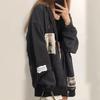 Grunge Gothic Oversized Gray Women Hoodie E Girl Patchwork Sweatshirts 90s Vintage Style  Autumn Zip-up Crop Tops