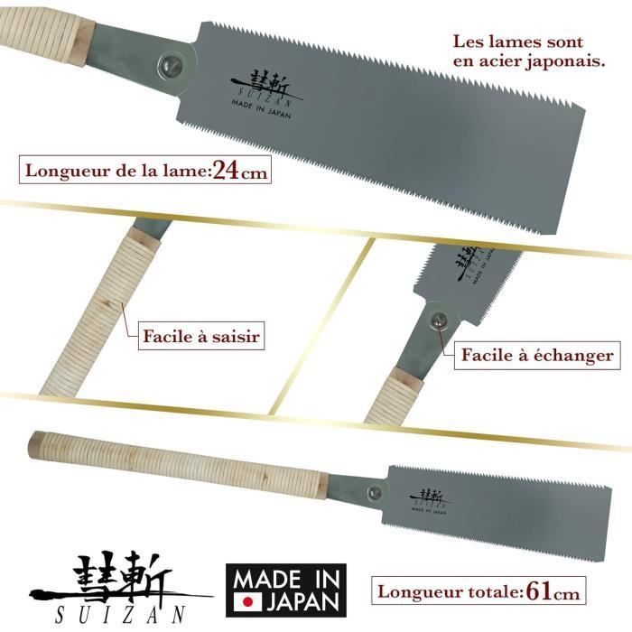 Scie à tirer - suizan - ryoba - 240mm - acier japonais - double tranchant