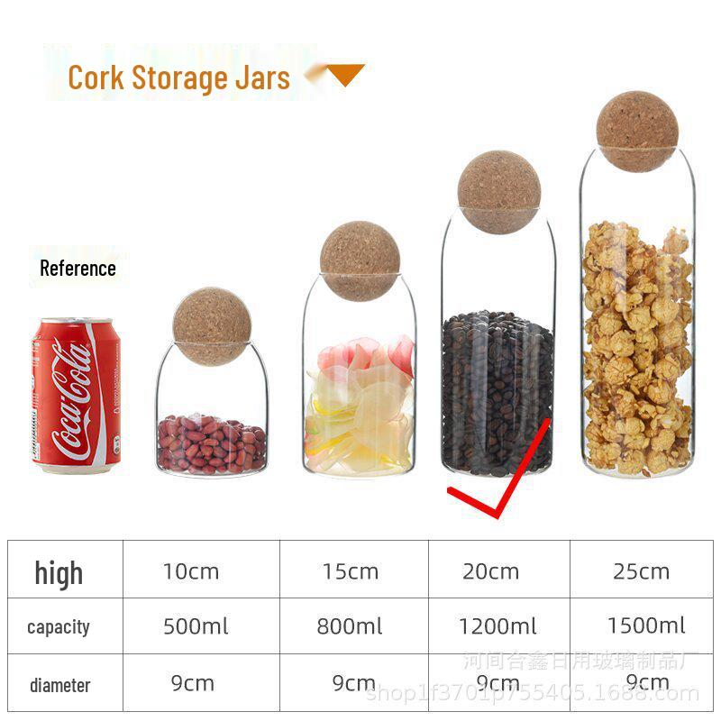 Cork Lid Glass Storage Jar for Coffee Beans, Tea, and More