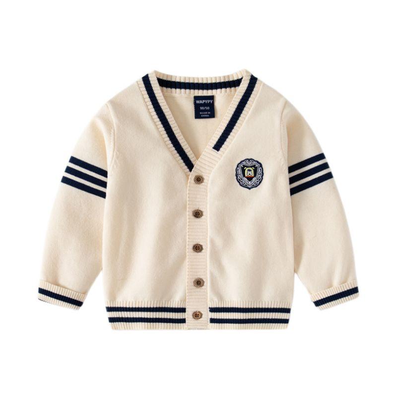 Children's Clothing Spring and Autumn Coat V-neck Embroidery Kids' Sweater