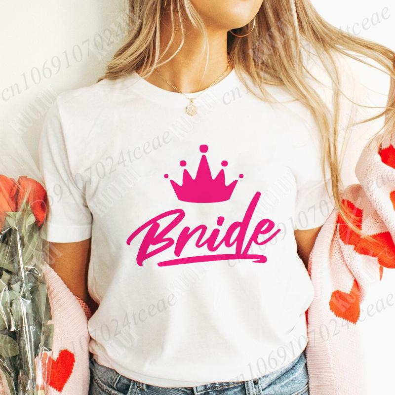 Team Bride TShirt Woman Bachelorette Single Farewell Party Blouses Bridal Shower Wedding Tops Casual ONeck Short Sleeved Tees