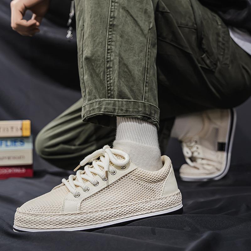 Mens Casual Sneakers 2025 New Hollow Mesh Breathable Comfort Sports Running Tennis Shoes Male Outdoor Thick Soled Walking Shoes