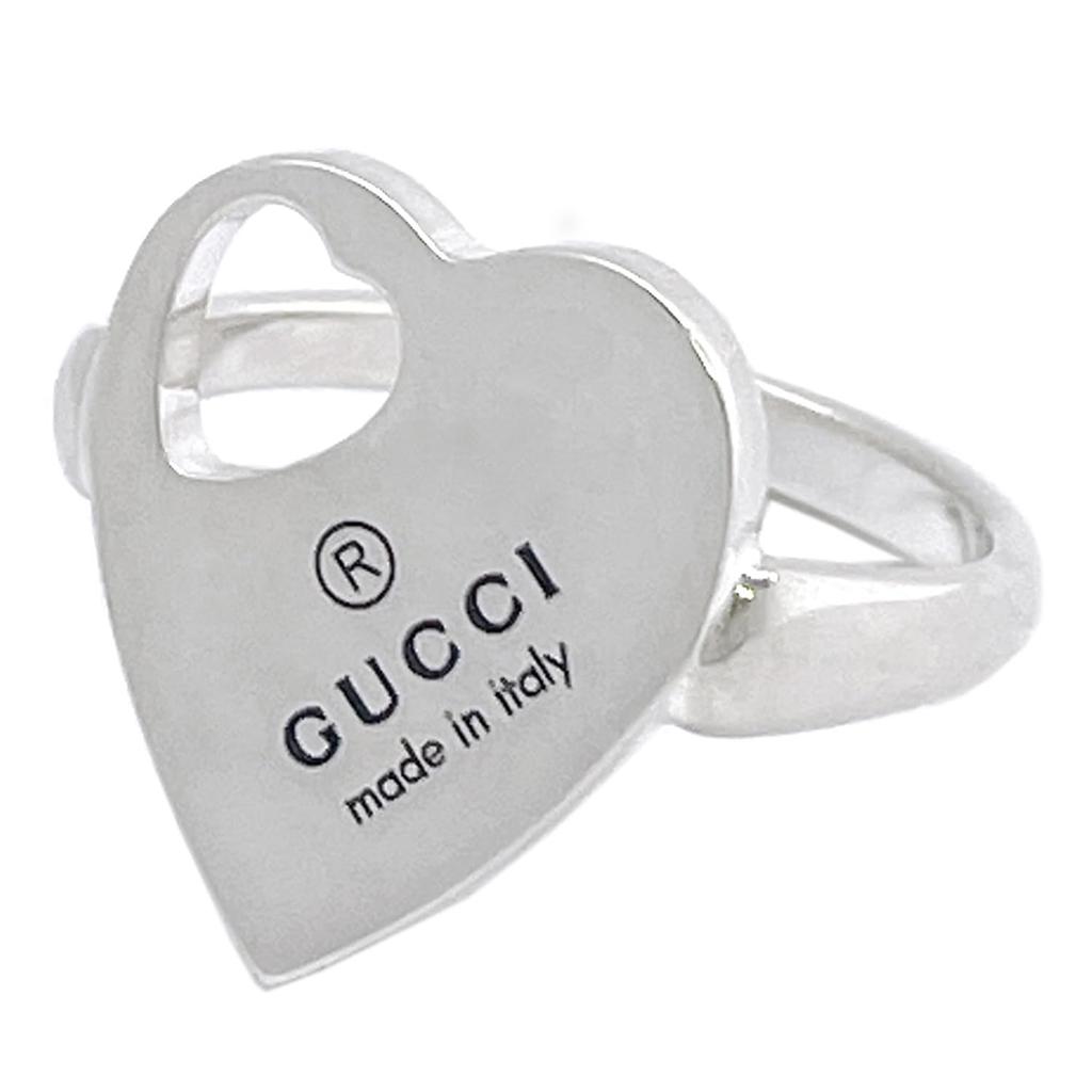 Gucci Trademark Heart Japanese Size Size 8 Ring, Silver, 7, 796357, J8400, 8106, [Used]