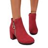 Large size high-heeled fashion boots autumn and winter new women's short boots thick heel round head suede Martin boots