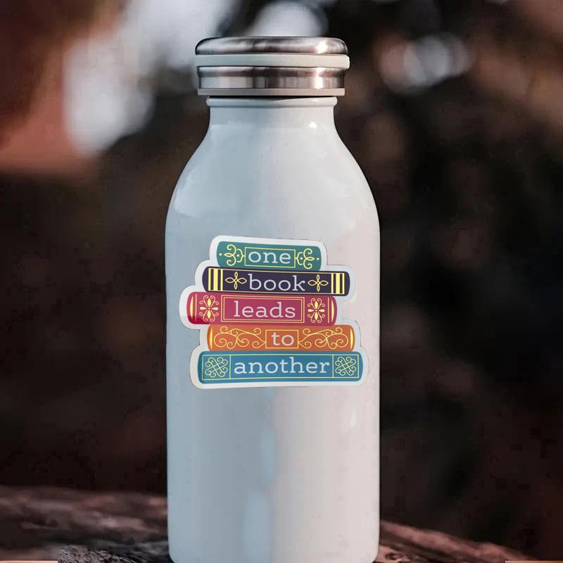 One Book Leads To Another Sticker Durable for Laptop, Car, Luggage, Skateboard & More - Perfect for Teens, Adults, Creative Decor & Gifting