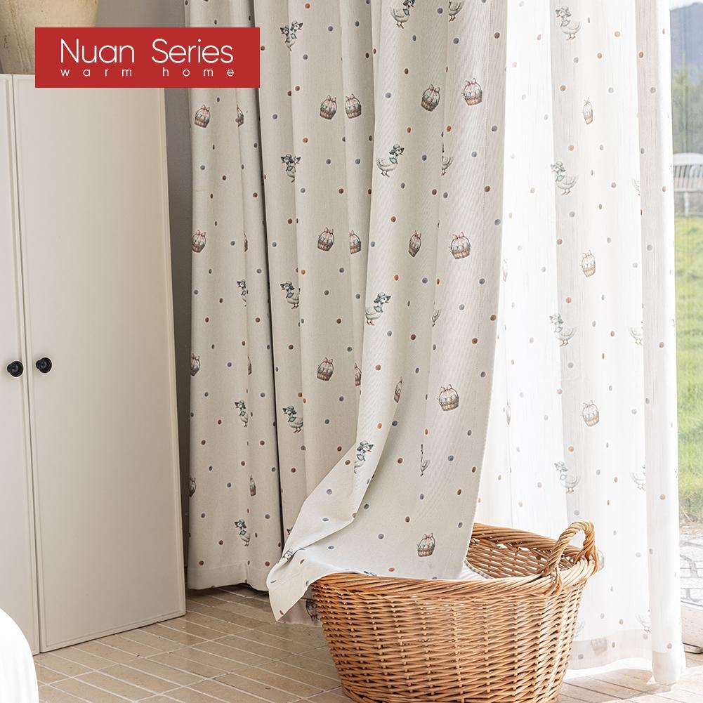 1PC Nuan Series Cartoon Duck Polka Dot Blackout Curtains, Cute Children's Room Thick Curtains for Bedroom Living Room Home Decor