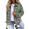 JKASHDK Moda Donna Casual Stampa a Quadri Autunno Inverno Manica Lunga Giacche e Cappotti con Collo POLO
